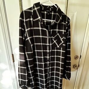 Torrid Black Plaid Flannel Shirt Dress *Size Plus 0